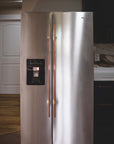 long brass and copper side by side refrigerator handle